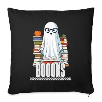 Cute Book Lover Ghost - Sofa pillowcase 17,3'' x 17,3'' (45 x 45 cm) - black - Front