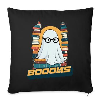 FunnyCute Book Lover Ghost Says Boook - Sofa pillowcase 17,3'' x 17,3'' (45 x 45 cm) - black - Front