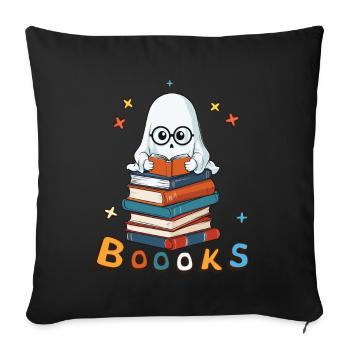 Cute Funny Book Lover Ghost - Sofa pillowcase 17,3'' x 17,3'' (45 x 45 cm) - black - Front