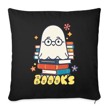 Cute Book Lover Ghost - Sofa pillowcase 17,3'' x 17,3'' (45 x 45 cm) - black - Front