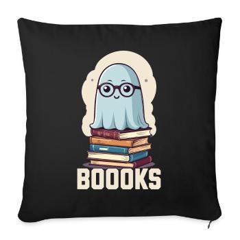 Cute book lover ghost with book - Sofa pillowcase 17,3'' x 17,3'' (45 x 45 cm) - black - Front