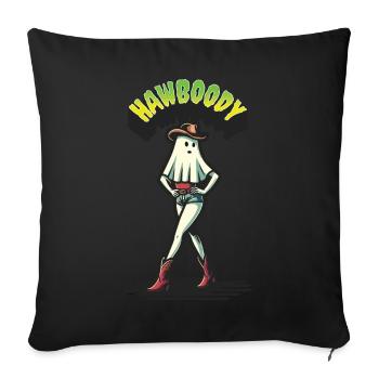 cow-boy fille fantôme drôle Hawboody dire - Housse de coussin décorative 45 x 45 cm - noir - Devant