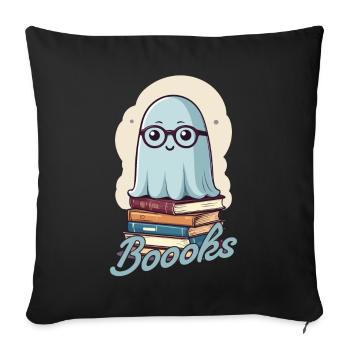 Cute book lover ghost with books - Sofa pillowcase 17,3'' x 17,3'' (45 x 45 cm) - black - Front