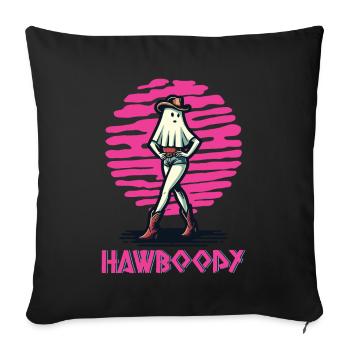 cow-boy fille fantôme drôle Hawboody dire - Housse de coussin décorative 45 x 45 cm - noir - Devant
