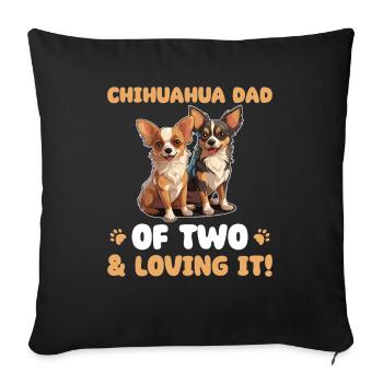 Chihuahua Chihuahua Père de deux enfants - Housse de coussin décorative 45 x 45 cm - noir - Devant