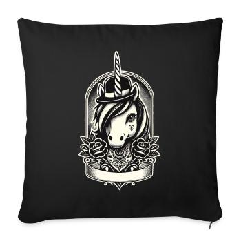 Creepy Gothic Unicorn Aesthetic Goth Design - Sofa pillowcase 17,3'' x 17,3'' (45 x 45 cm) - black - Front