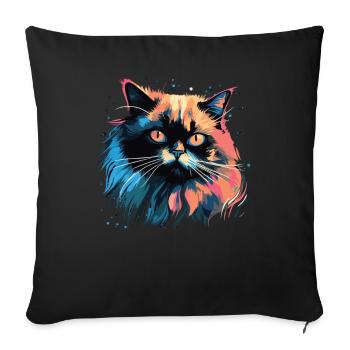 Katze Wasserfarben bunte Himalaya-katze - Sofakissenbezug 45 x 45 cm - Schwarz - Vorne