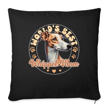 Whippet Groovy Whippet Mom - Sofakissenbezug 45 x 45 cm - Schwarz - Vorne