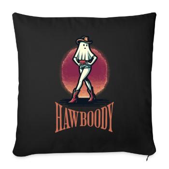 cowboy fille fantôme drôle disant HawBoody - Housse de coussin décorative 45 x 45 cm - noir - Devant