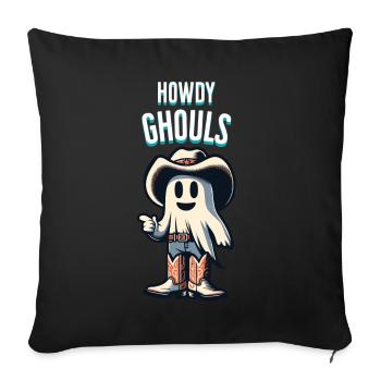 Drôle de fantôme de cow-boy accueille les filles - Housse de coussin décorative 45 x 45 cm - noir - Devant