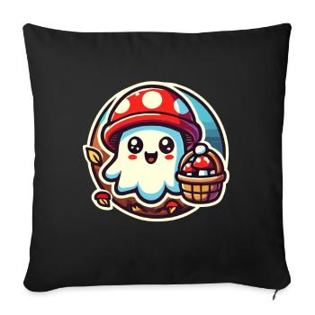 Mushroom Picker Ghost Ghost Mushroom Lover - Sofa pillowcase 17,3'' x 17,3'' (45 x 45 cm) - black - Front