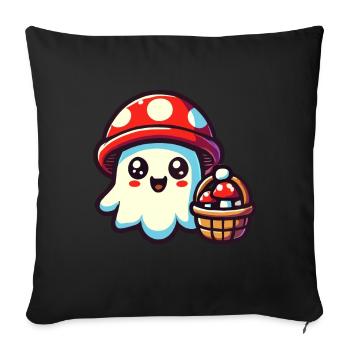 Mushroom Picker Ghost Ghost Mushroom Lover - Sofa pillowcase 17,3'' x 17,3'' (45 x 45 cm) - black - Front
