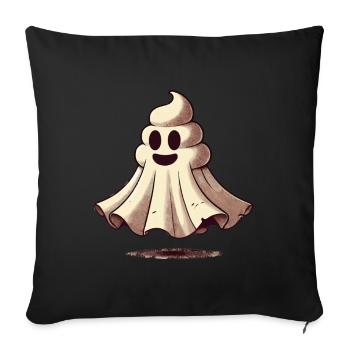 Funny Poop Pile Ghost Bull Sheet Poop - Sofa pillowcase 17,3'' x 17,3'' (45 x 45 cm) - black - Front