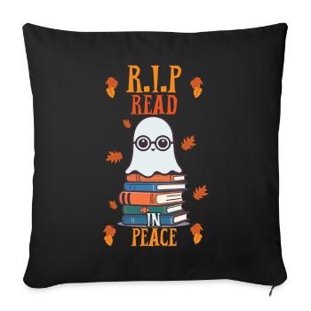 Read In Peace Cute Book Lover Ghost - Sofa pillowcase 17,3'' x 17,3'' (45 x 45 cm) - black - Front