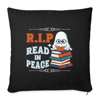 Cute Book Lover Ghost Funny Saying - Sofa pillowcase 17,3'' x 17,3'' (45 x 45 cm) - black - Front