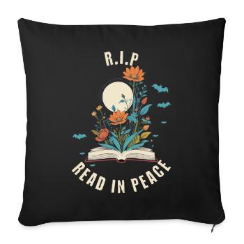 Drôle Livre Amoureux Design Effrayant Halloween - Housse de coussin décorative 45 x 45 cm - noir - Devant
