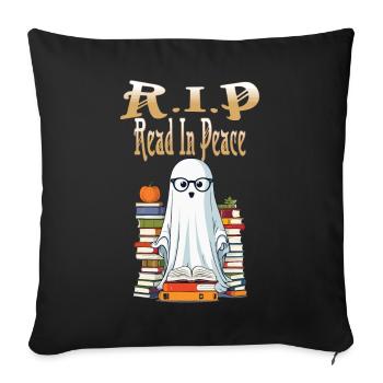 Cute Book Lover Ghost Halloween - Sofa pillowcase 17,3'' x 17,3'' (45 x 45 cm) - black - Front