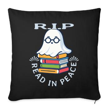 Cute Book Lover Ghost Funny Saying - Sofa pillowcase 17,3'' x 17,3'' (45 x 45 cm) - black - Front