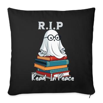 Cute book lover ghost reads in peace - Sofa pillowcase 17,3'' x 17,3'' (45 x 45 cm) - black - Front