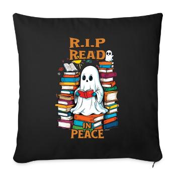 Cute book lover ghost reading in peace - Sofa pillowcase 17,3'' x 17,3'' (45 x 45 cm) - black - Front