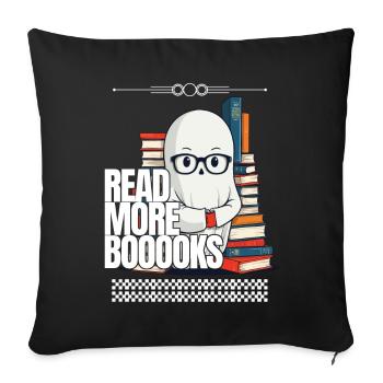 Cute Book Lover Ghost Funny Saying - Sofa pillowcase 17,3'' x 17,3'' (45 x 45 cm) - black - Front