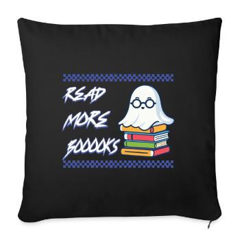 Cute Book Lover Ghost Funny Saying - Sofa pillowcase 17,3'' x 17,3'' (45 x 45 cm) - black - Front