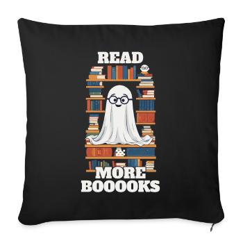 Cute Book Lover Ghost Funny Saying - Sofa pillowcase 17,3'' x 17,3'' (45 x 45 cm) - black - Front