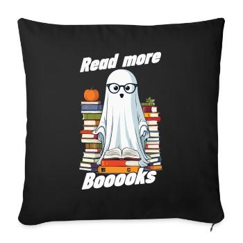 Cute Book Lover Ghost Funny Saying - Sofa pillowcase 17,3'' x 17,3'' (45 x 45 cm) - black - Front