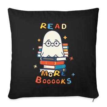 Cute Book Lover Ghost Halloween - Sofa pillowcase 17,3'' x 17,3'' (45 x 45 cm) - black - Front