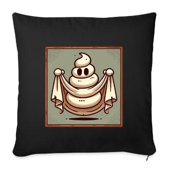 Funny Poop Pile Ghost Bull Sheet Poop - Sofa pillowcase 17,3'' x 17,3'' (45 x 45 cm) - black - Front