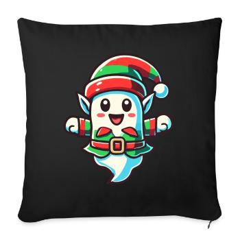 Mignon Noël fantôme elfe de Noël - Housse de coussin décorative 45 x 45 cm - noir - Devant