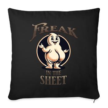 Freak Under the Sheet Lustiges Gespenster Design - Sofakissenbezug 45 x 45 cm - Schwarz - Vorne