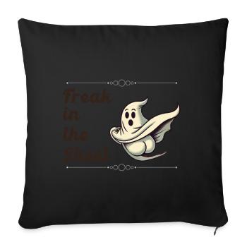 Freak dans la feuille drôle de conception fantôme - Housse de coussin décorative 45 x 45 cm - noir - Devant