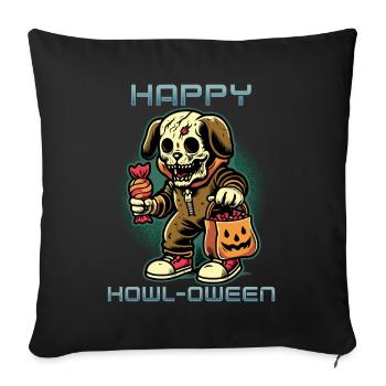 Happy Howl-o-ween Lustiger Halloween Hunde Spruch - Sofakissenbezug 45 x 45 cm - Schwarz - Vorne