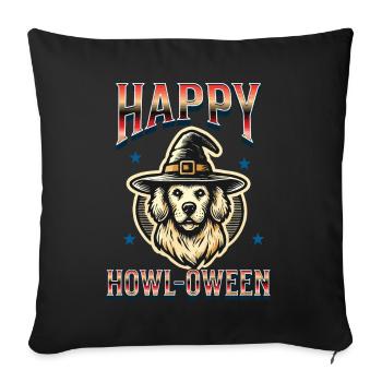 Happy Howl-Oween Drôle Halloween Chien Dire - Housse de coussin décorative 45 x 45 cm - noir - Devant