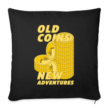 Old Coins New Adventures Numismatics - Sofa pillowcase 17,3'' x 17,3'' (45 x 45 cm) - black - Front