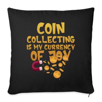 Old Coins New Adventures Numismatics - Sofa pillowcase 17,3'' x 17,3'' (45 x 45 cm) - black - Front
