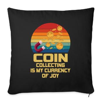 Old Coins New Adventures Numismatics - Sofa pillowcase 17,3'' x 17,3'' (45 x 45 cm) - black - Front