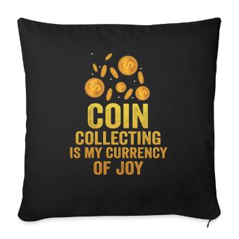 Old Coins New Adventures Numismatics - Sofa pillowcase 17,3'' x 17,3'' (45 x 45 cm) - black - Front