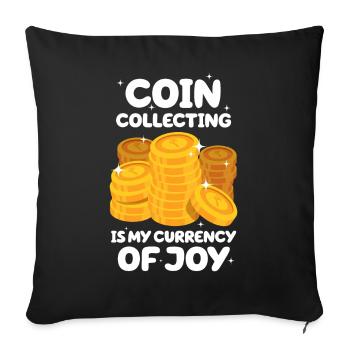 Old Coins New Adventures Numismatics - Sofa pillowcase 17,3'' x 17,3'' (45 x 45 cm) - black - Front