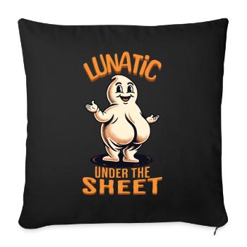 Lunatic Under Sheet Funny Ghost Design - Sofa pillowcase 17,3'' x 17,3'' (45 x 45 cm) - black - Front