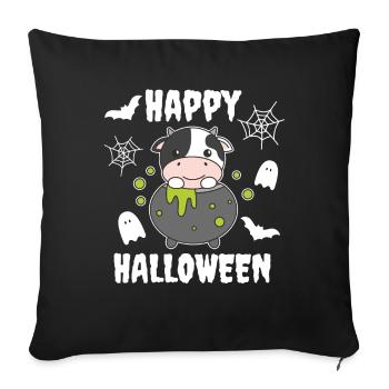 Cow Happy Halloween Witch's Cauldron Bat - Sofa pillowcase 17,3'' x 17,3'' (45 x 45 cm) - black - Front