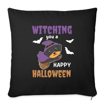 Rottweiler Hexe Witching you a Happy Halloween - Sofakissenbezug 45 x 45 cm - Schwarz - Vorne