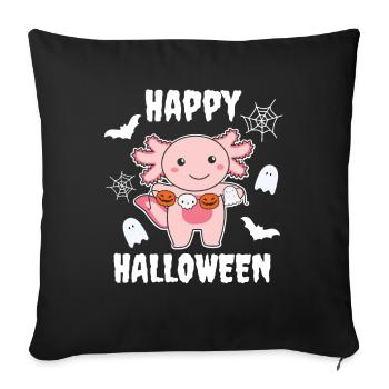 Axolotl Happy Halloween Pumpkin Bat Costume - Sofa pillowcase 17,3'' x 17,3'' (45 x 45 cm) - black - Front