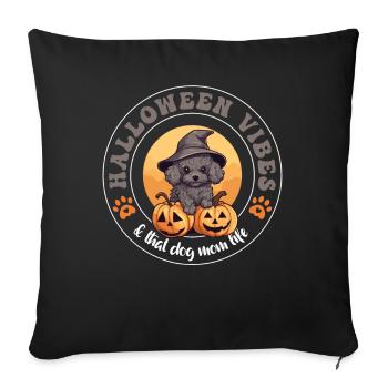 Halloween Witch Hat Pumpkin Dog Poodle - Sofa pillowcase 17,3'' x 17,3'' (45 x 45 cm) - black - Front