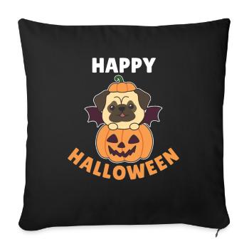 Pug Happy Halloween Pumpkin Bat Costume - Sofa pillowcase 17,3'' x 17,3'' (45 x 45 cm) - black - Front