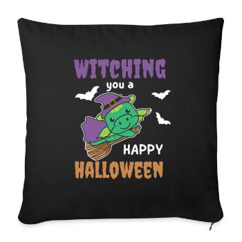 Drache Hexe Witching you a Happy Halloween - Sofakissenbezug 45 x 45 cm - Schwarz - Vorne