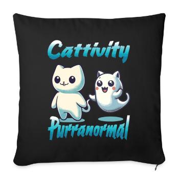 Tenue drôle d’Halloween avec des chats fantômes mignons - Housse de coussin décorative 45 x 45 cm - noir - Devant