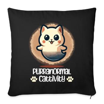 Tenue drôle d’Halloween avec des chats fantômes mignons - Housse de coussin décorative 45 x 45 cm - noir - Devant