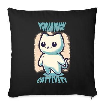 Tenue drôle d’Halloween avec des chats fantômes mignons - Housse de coussin décorative 45 x 45 cm - noir - Devant